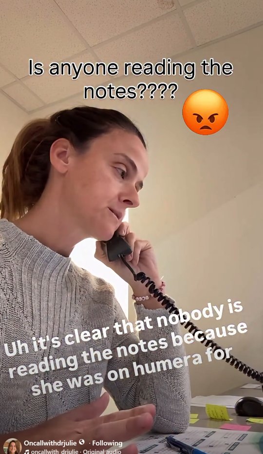 Dr. Julie on the phone with an insurer: is anyone reading the notes?