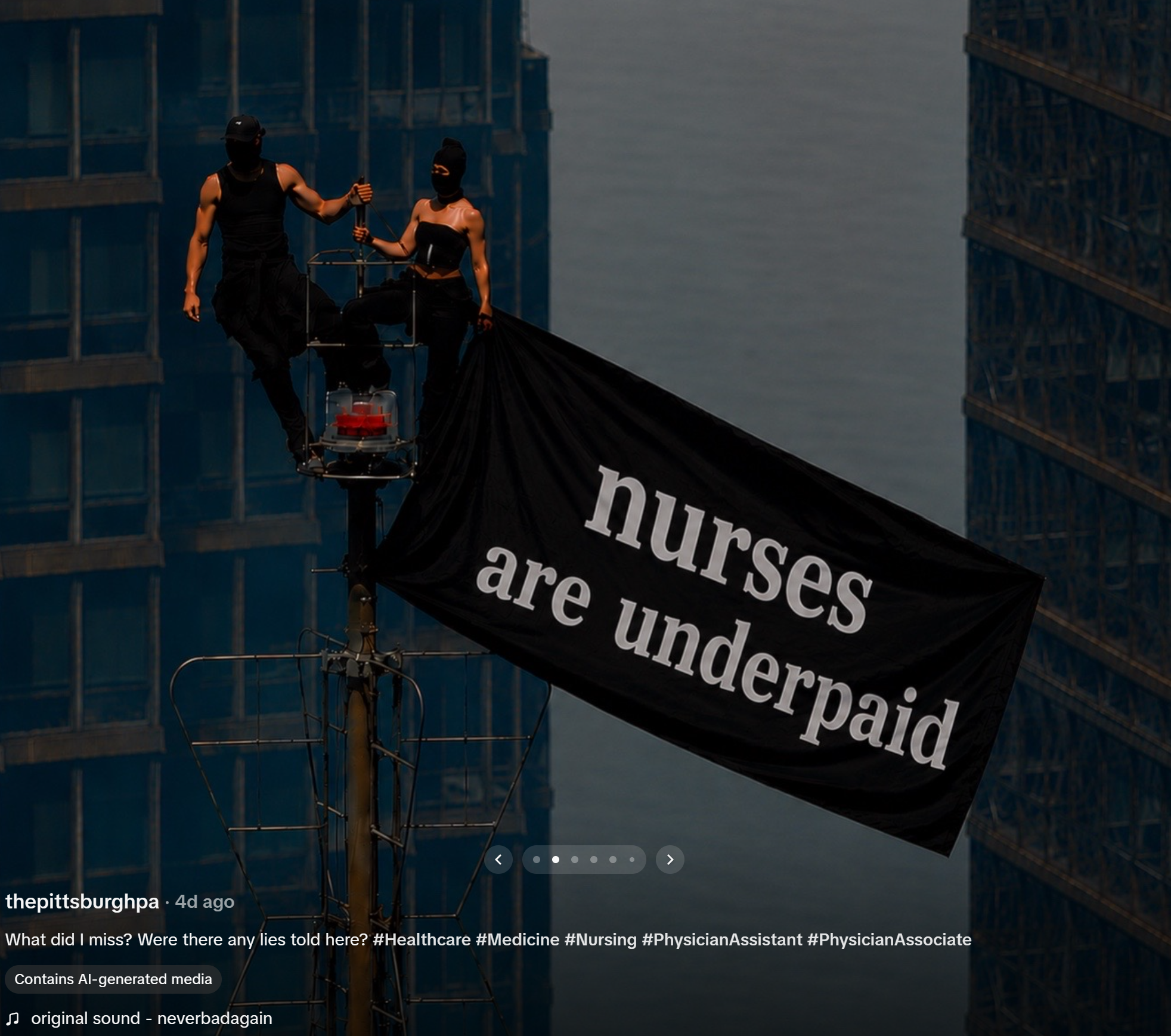 Banner: 'nurses are underpaid'