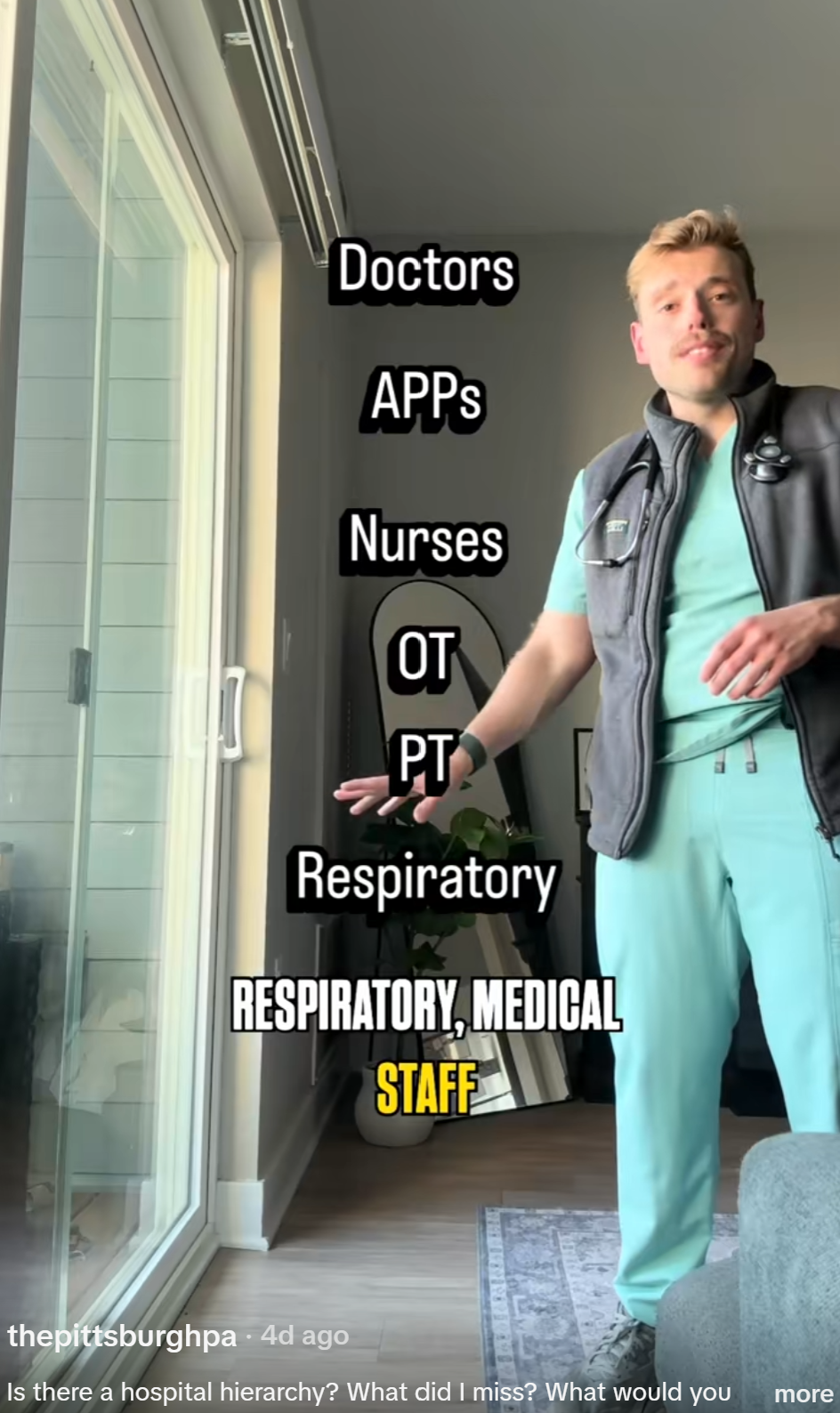 Shane Grayson reel: the hospital hierarchy, listed top-down