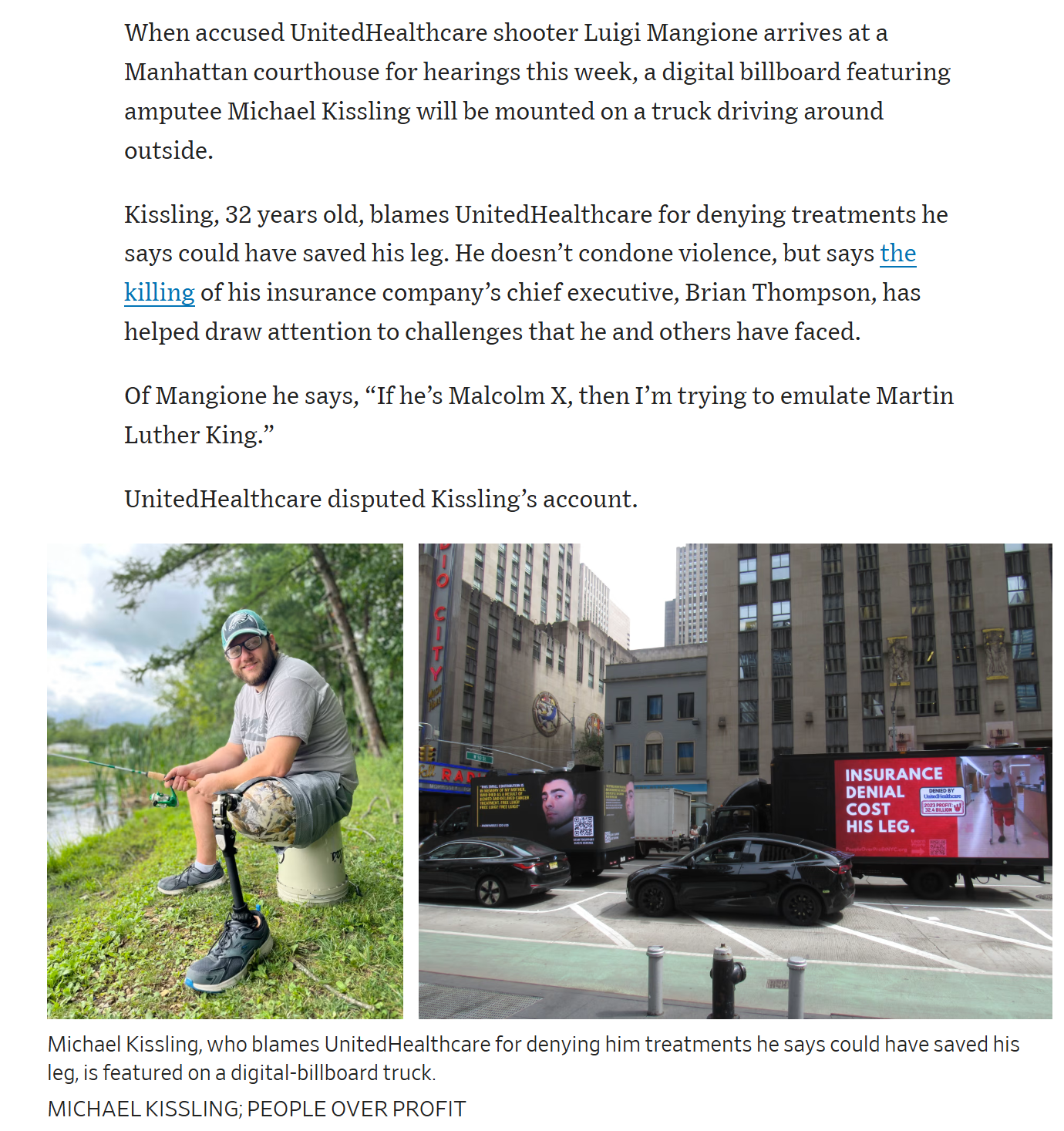 Wall Street Journal - Billboards, Donations and 6,000 Letters: Why Luigi Mangione's Fans Won't Quit